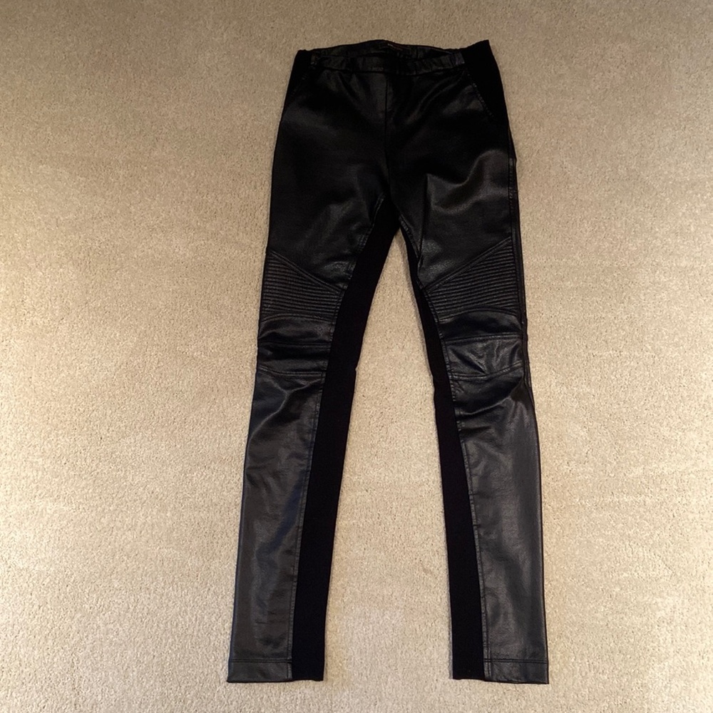 BCBGMaxAzria black motor cycle leggings. Size small.